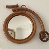 Vintage bicycle rattan mirror