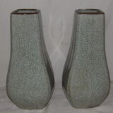 paire de grands vases porcelaine céladon vert craquelée  XIX ème - XX ème