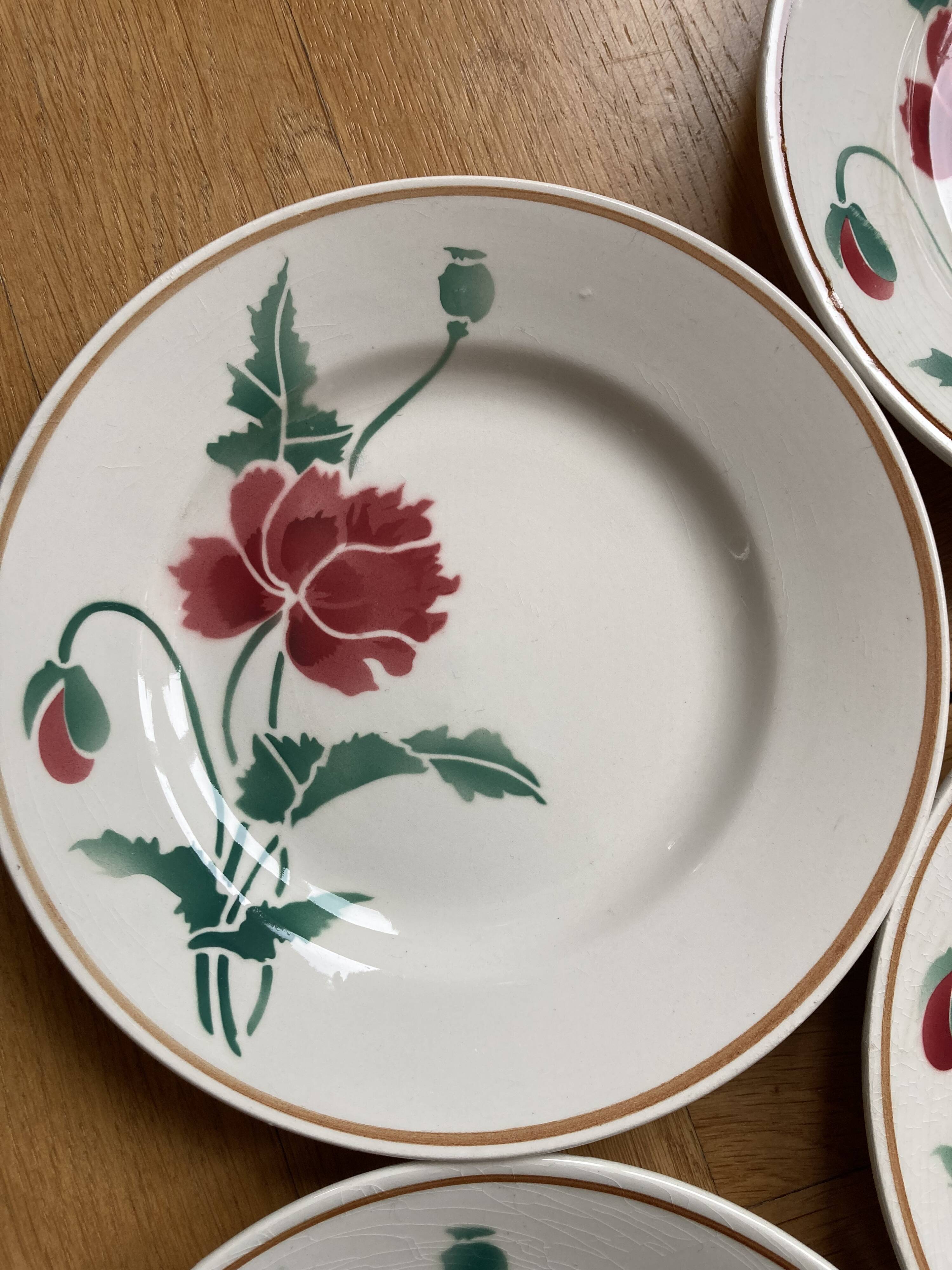 Luxury dessert plates poppies Luxeuil hbcm