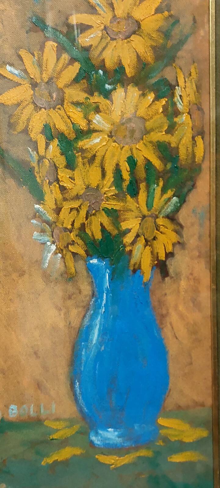 Oil on faesite, vase of flowers GEROLAMO BOLLI (Pisa 1933-2009)