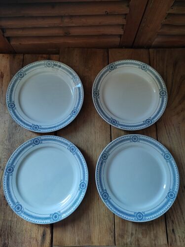 4 assiettes plates porcelaine Sarreguemines