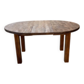 Table ronde en pin années 50 avec allonges