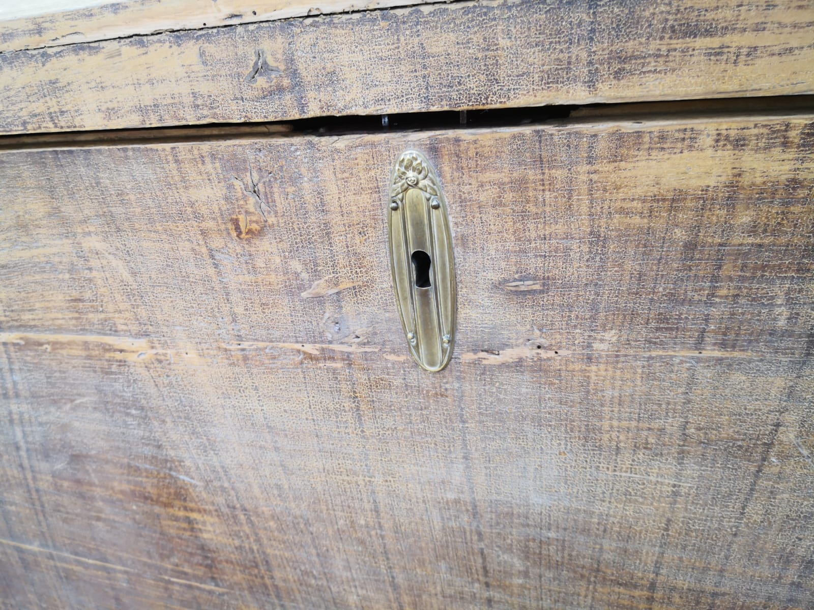 Antique chest, vintage wooden trunk