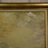 Oil on canvas expressionist figurative painting "Along the Canal" by Jean-Pierre Couprie 1980