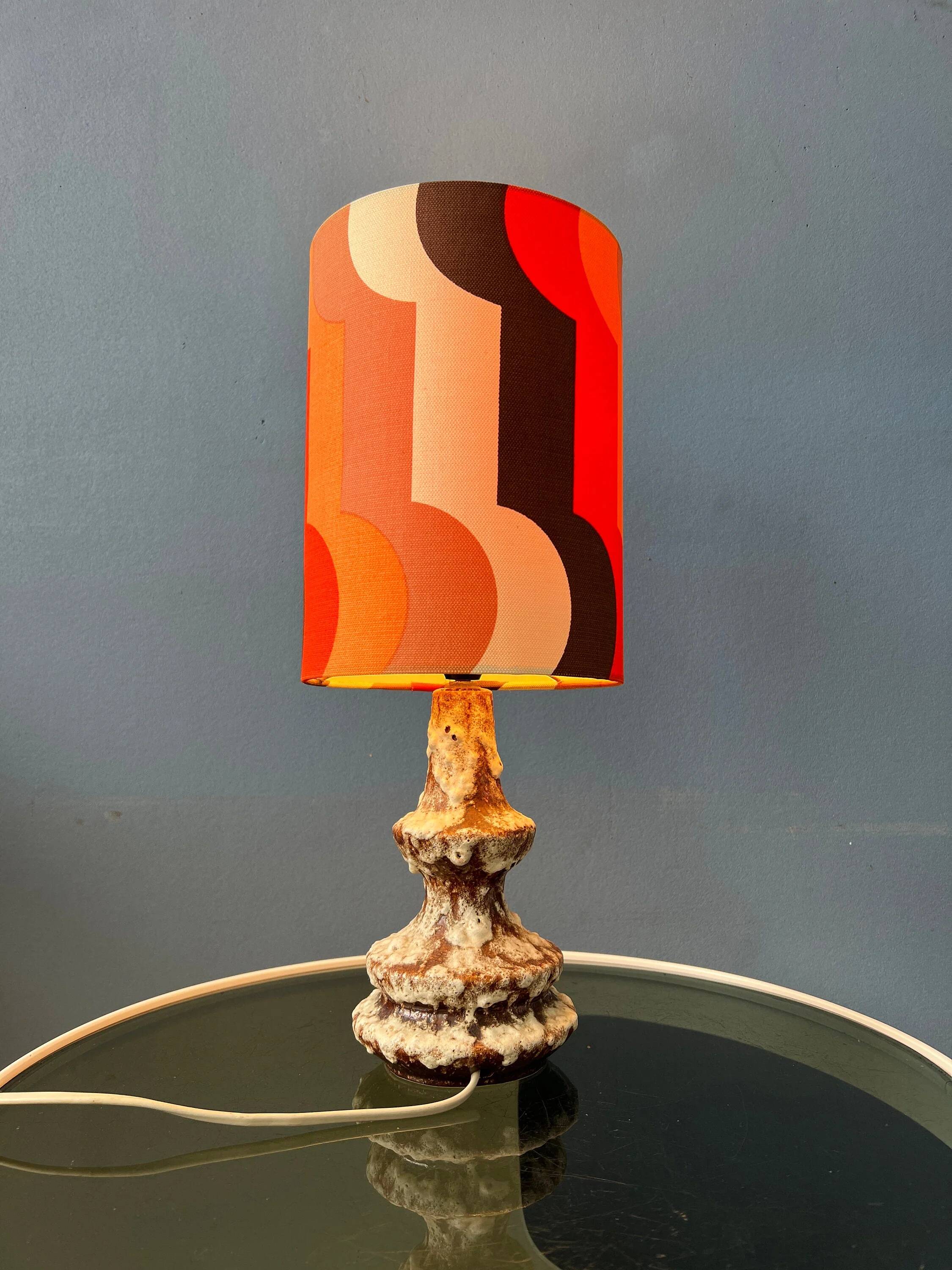 Space Age table lamp in orange ceramic West Germany Fat Lava