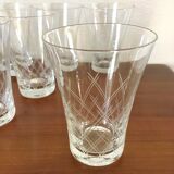 Set 8 water glasses or engraved crystal wine