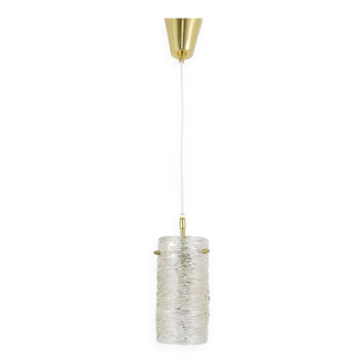 Textured glass and brass suspension tube by J.T. Kalmar, Austria, 1950s.