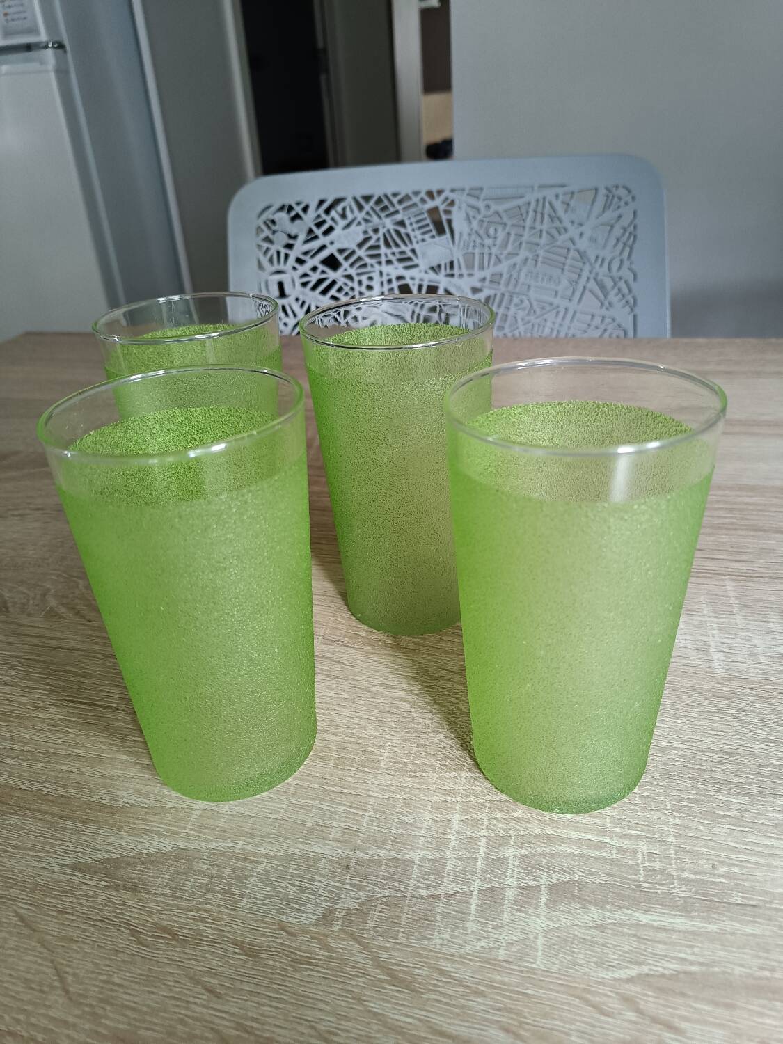 4 vintage green granita glasses