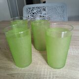 4 vintage green granita glasses