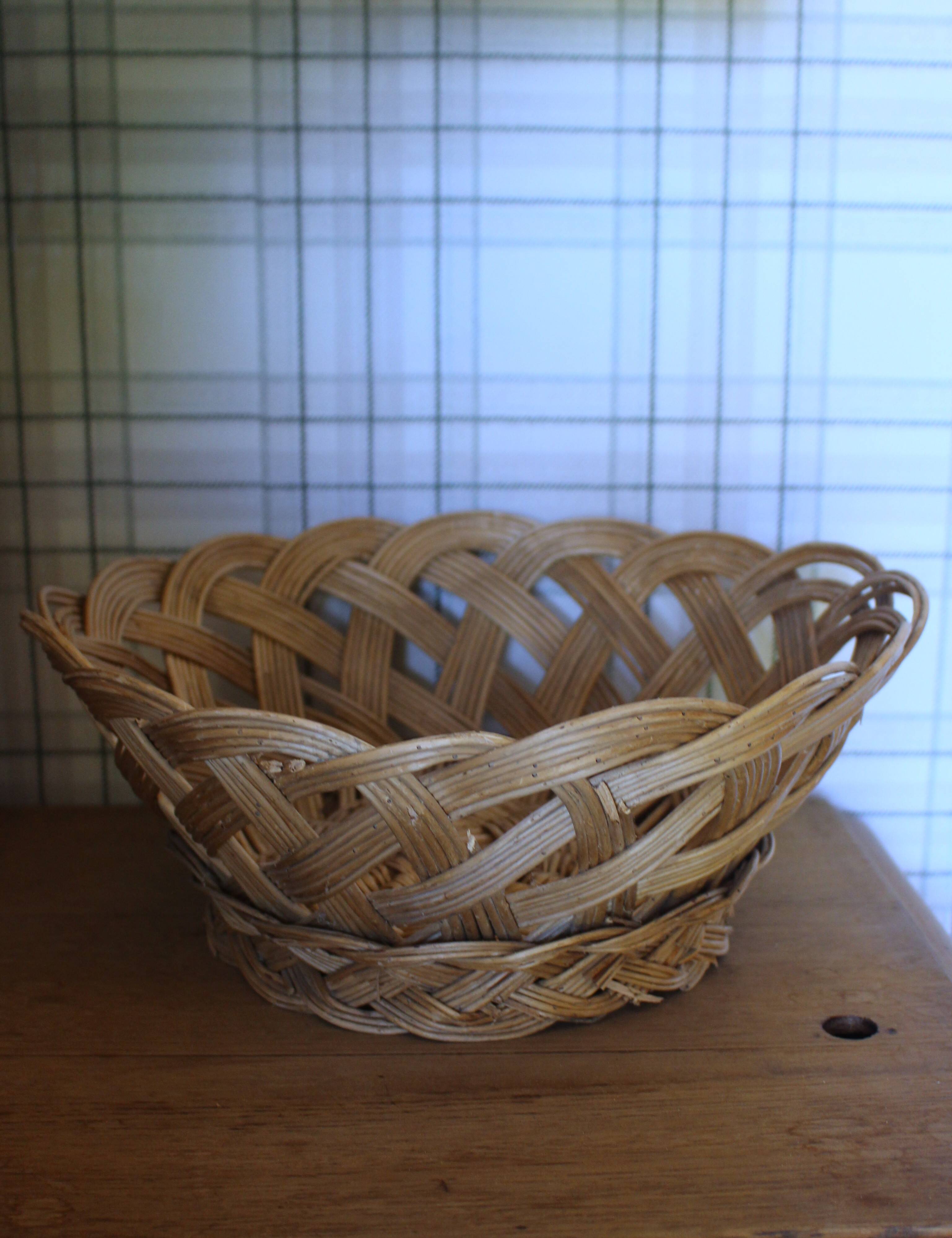 Large vintage woven wicker basket