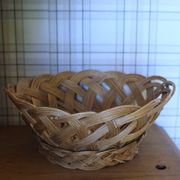 Large vintage woven wicker basket