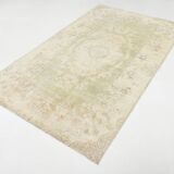 5x8 Green Cream Oriental Turkish Vintage Rug,  142x240Cm