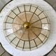 Ceiling lamp in mother-of-pearl and brass two fires 50s