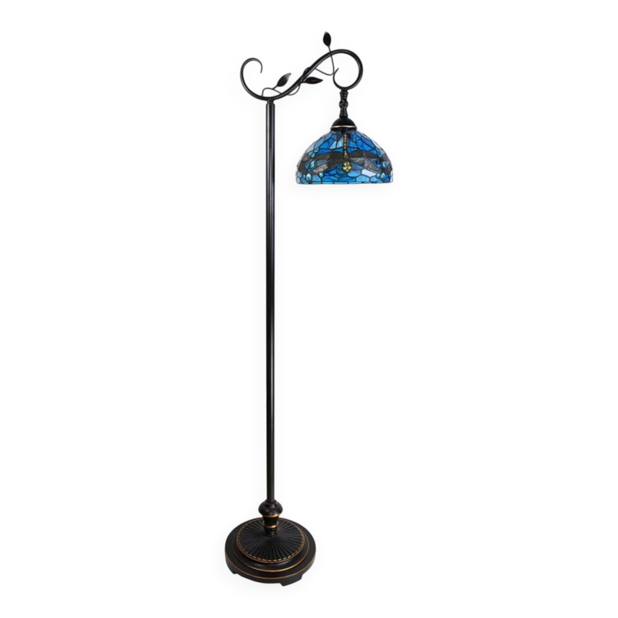 Lampadaire Tiffany rond Libellule bleu