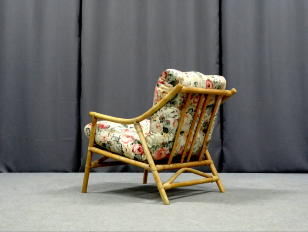 Pair of bamboo and rattan chairs, 1950s