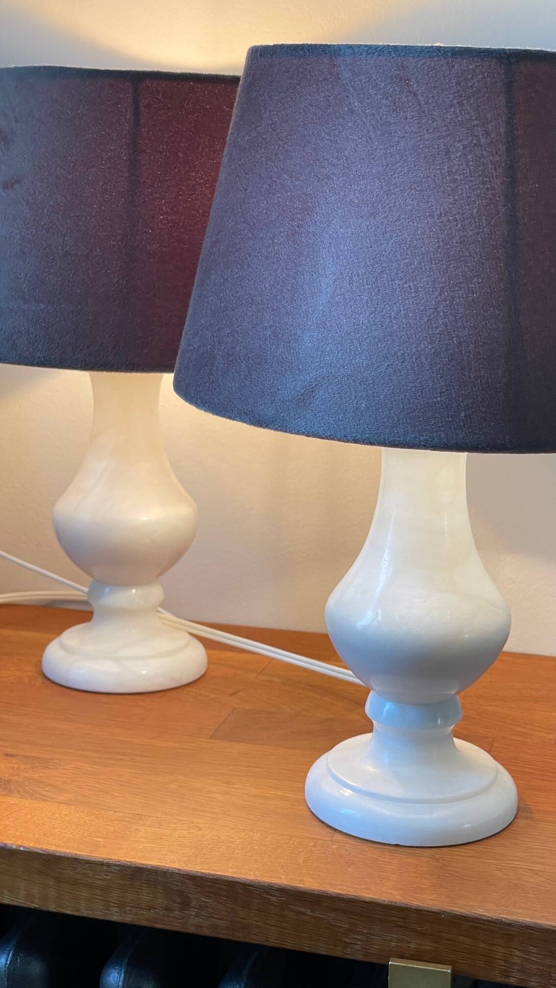 Paire lampes albâtre vintage