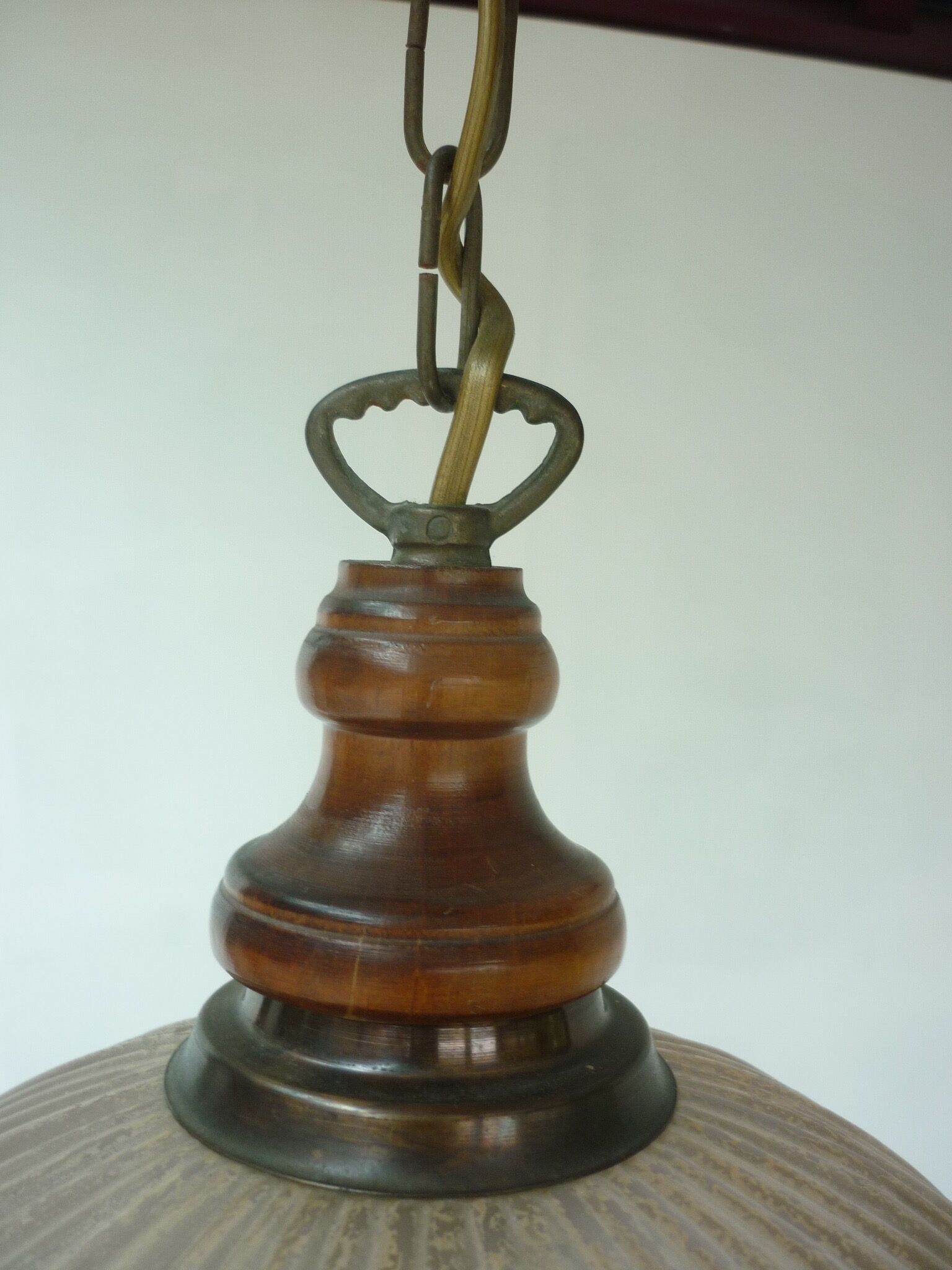 Vintage suspension cut in fluted pale pink opaline glass