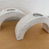Pair of XXth painted candlesticks