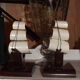 Serre livres palissandre et os bateau art déco 1940/1950