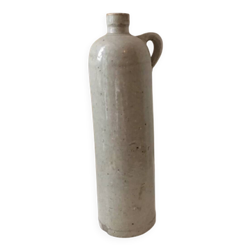 Antique grey stoneware bottle with vintage handle