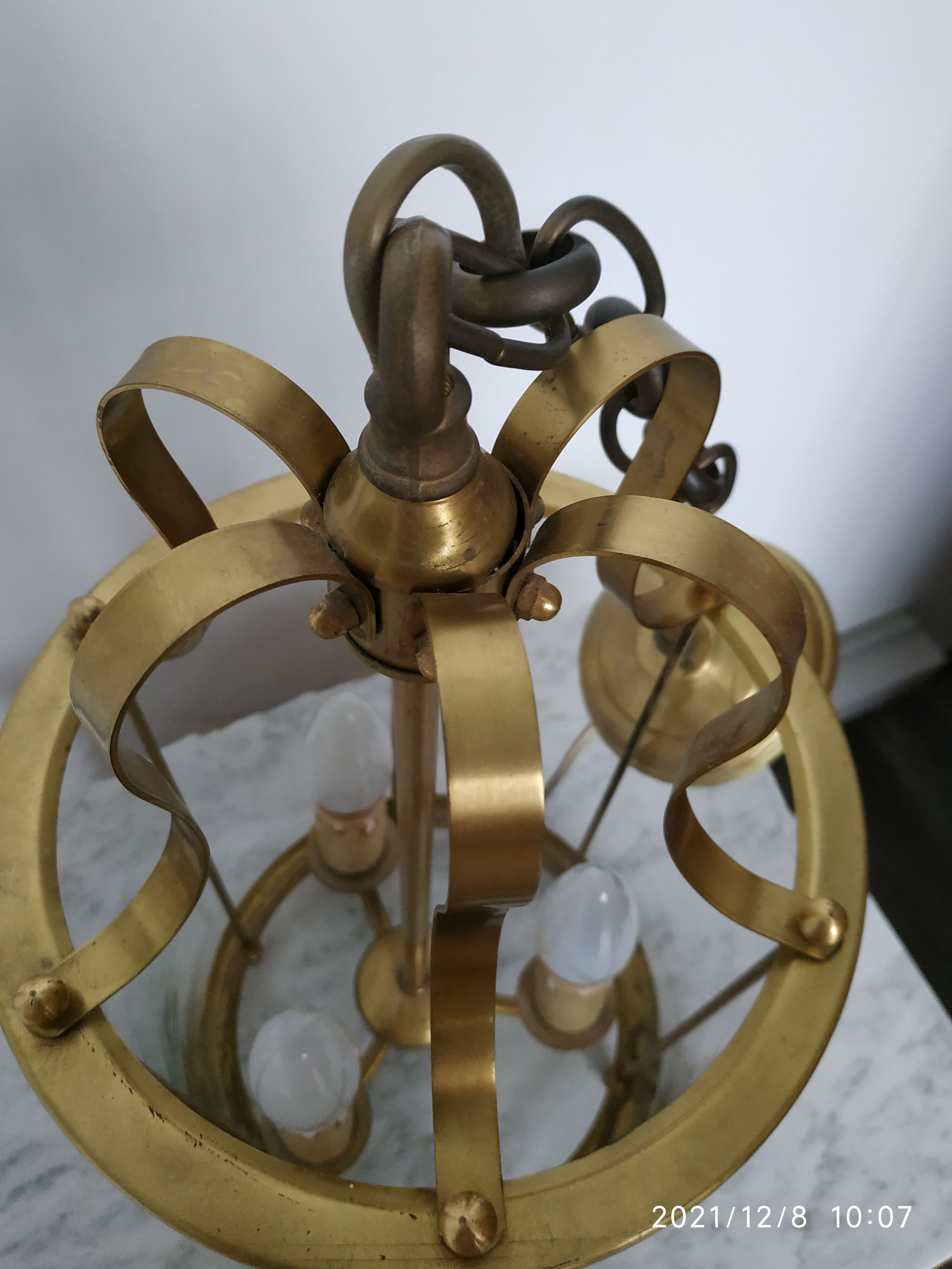 Glass and brass lantern