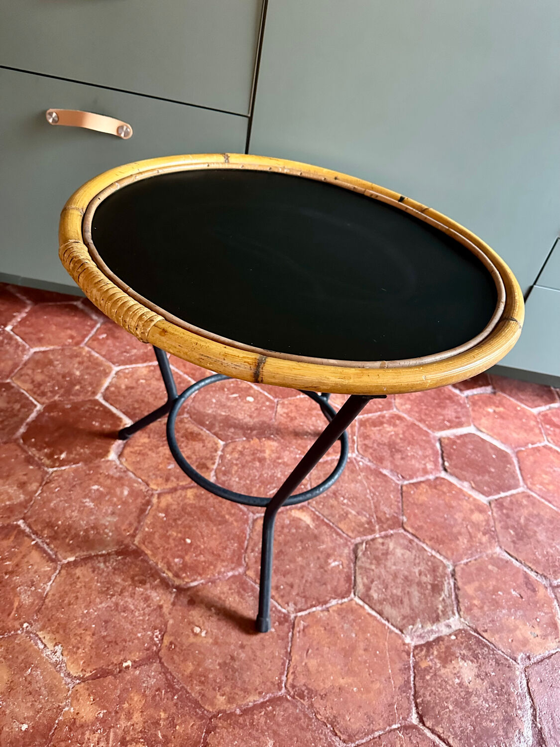 Vintage rattan side table