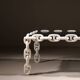 Brutalist Chain Link Coffee Table with Smoked Glass | France 1970s