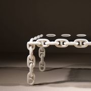 Brutalist Chain Link Coffee Table with Smoked Glass | France 1970s