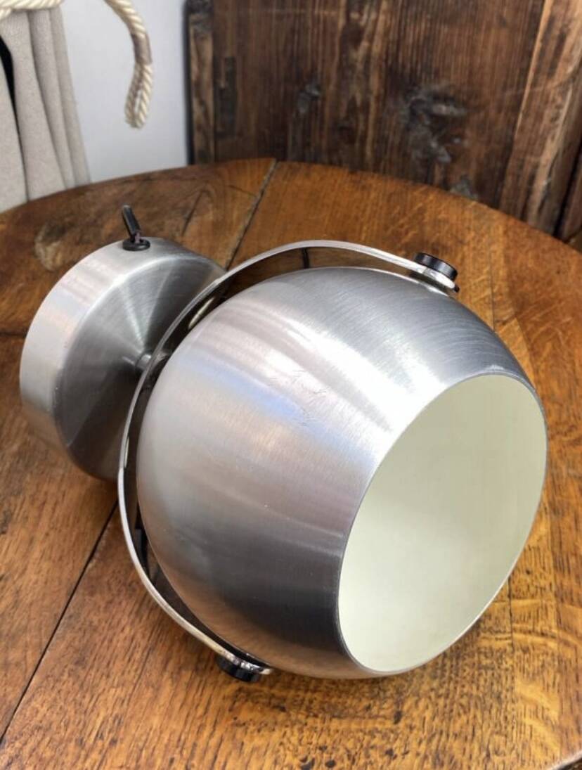 Eye Ball brushed aluminium Space Age lamp or wall light