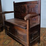 18th century walnut storage bench