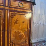 Commode Transition oriental marquetry, 1920s, black marble