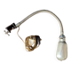 Old workshop lamp, silver metal, flexible, 1950