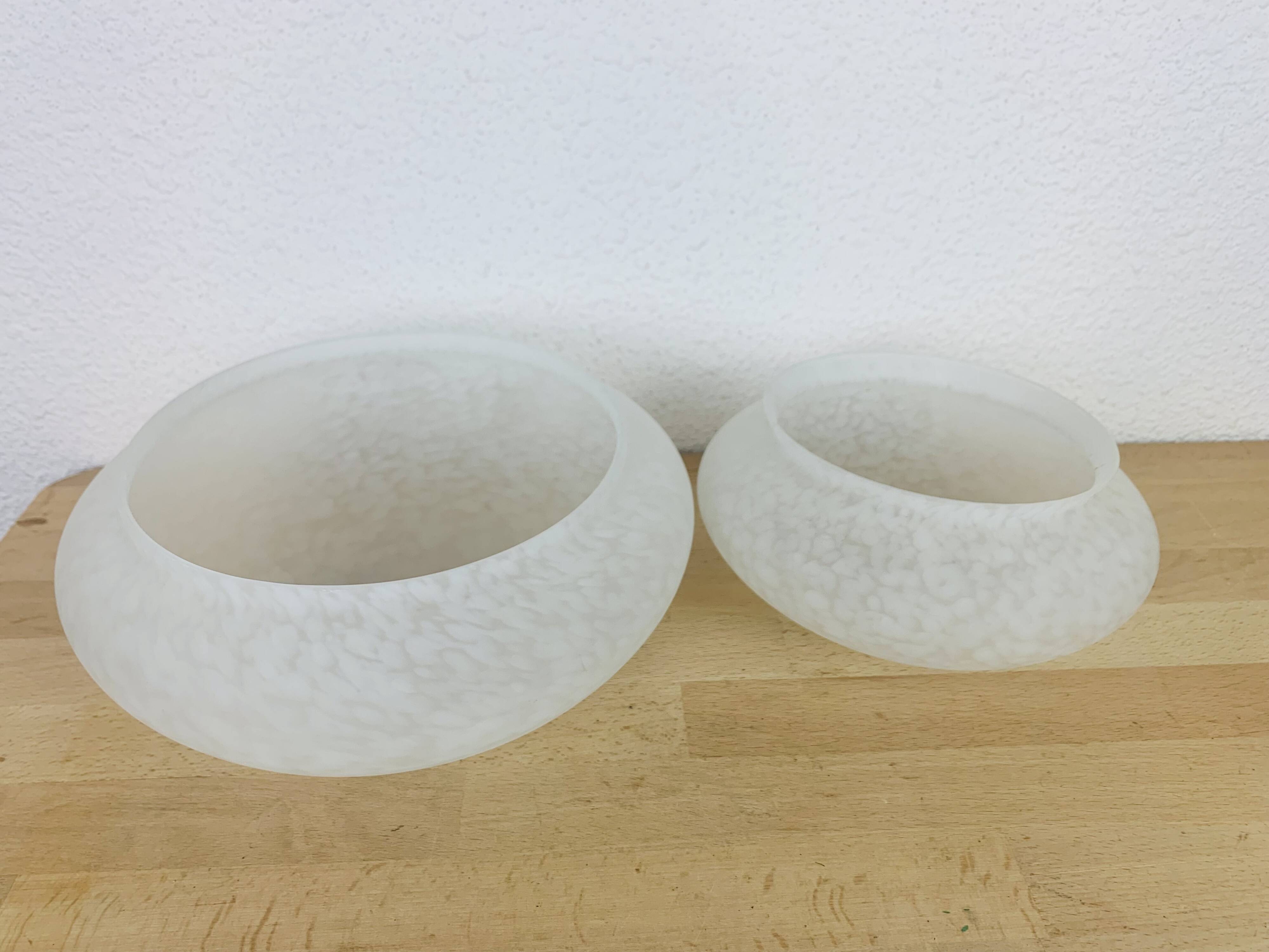 Pair of speckled glass ball wall lights from Vianne, half sphere