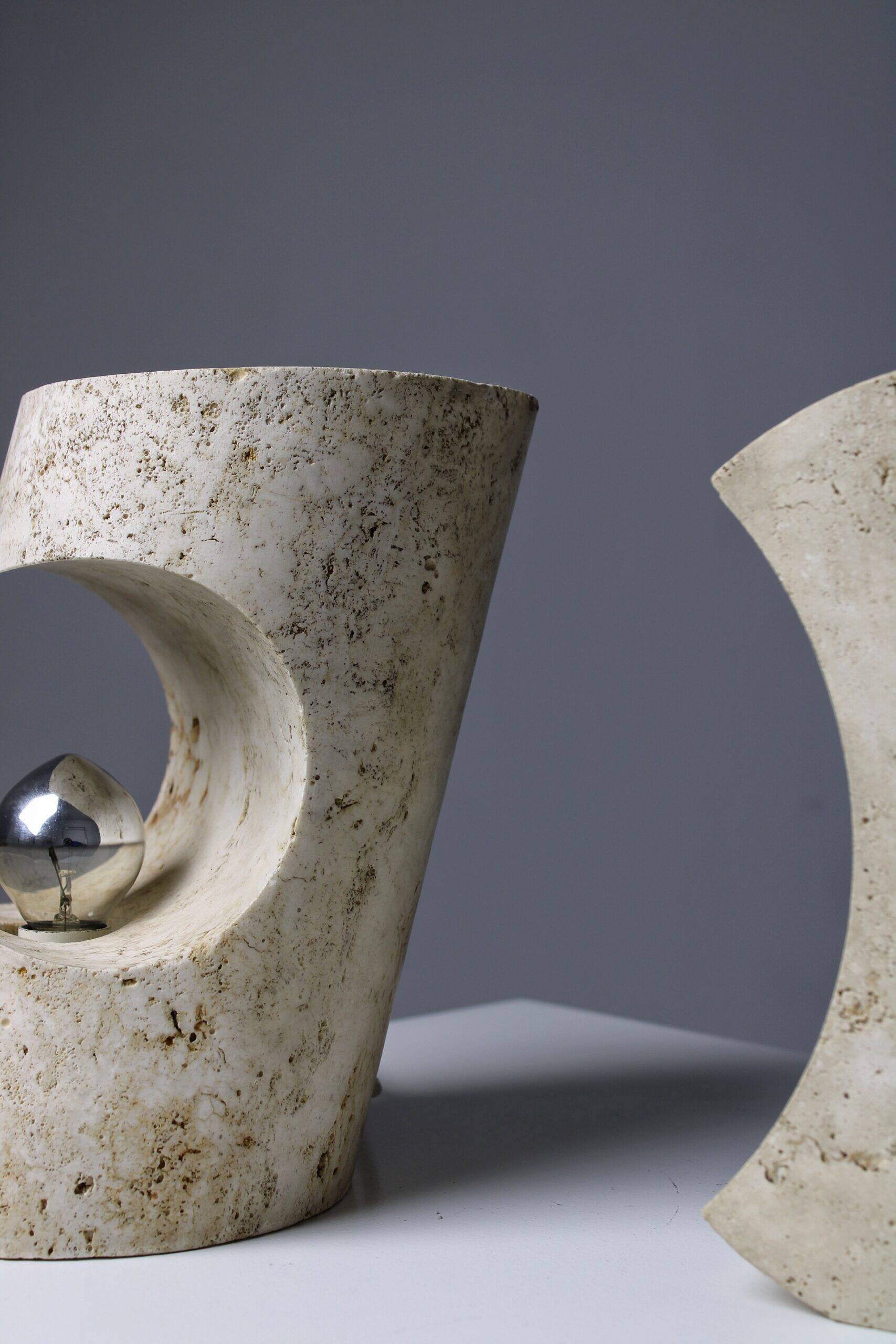 Travertine table lamps by Giuliano Cesari & Enrico Panzeri for Nucleo Sormani, 1971