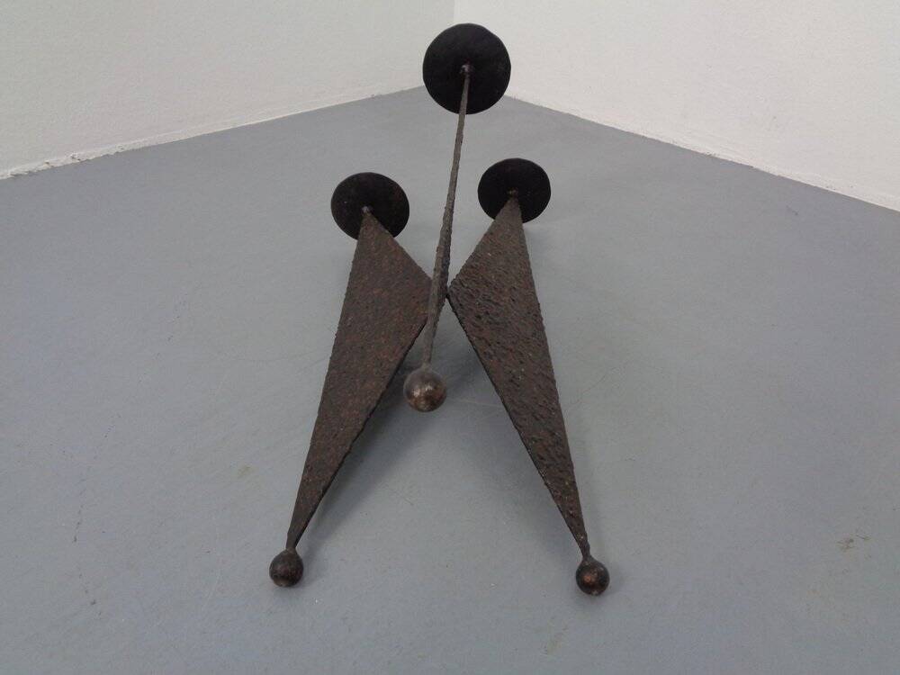 Brutalist German Iron Candleholder, 1960s