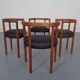 Teak & Leather Model 195 Dining Chairs by Ole Gjerløv-Knudsen & Torben Lind for France & Søn, Denmark, 1960s, Set of 4