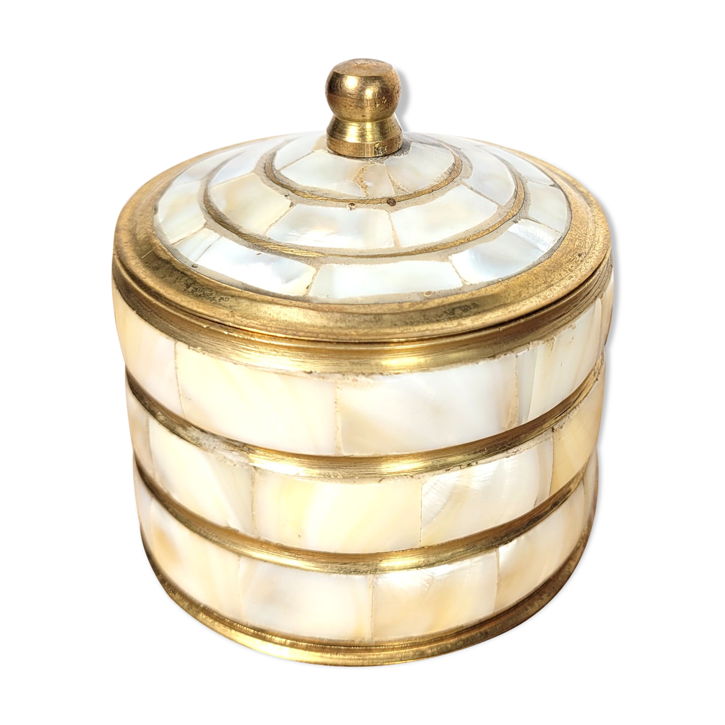 Box with brass lid & mother-of-pearl