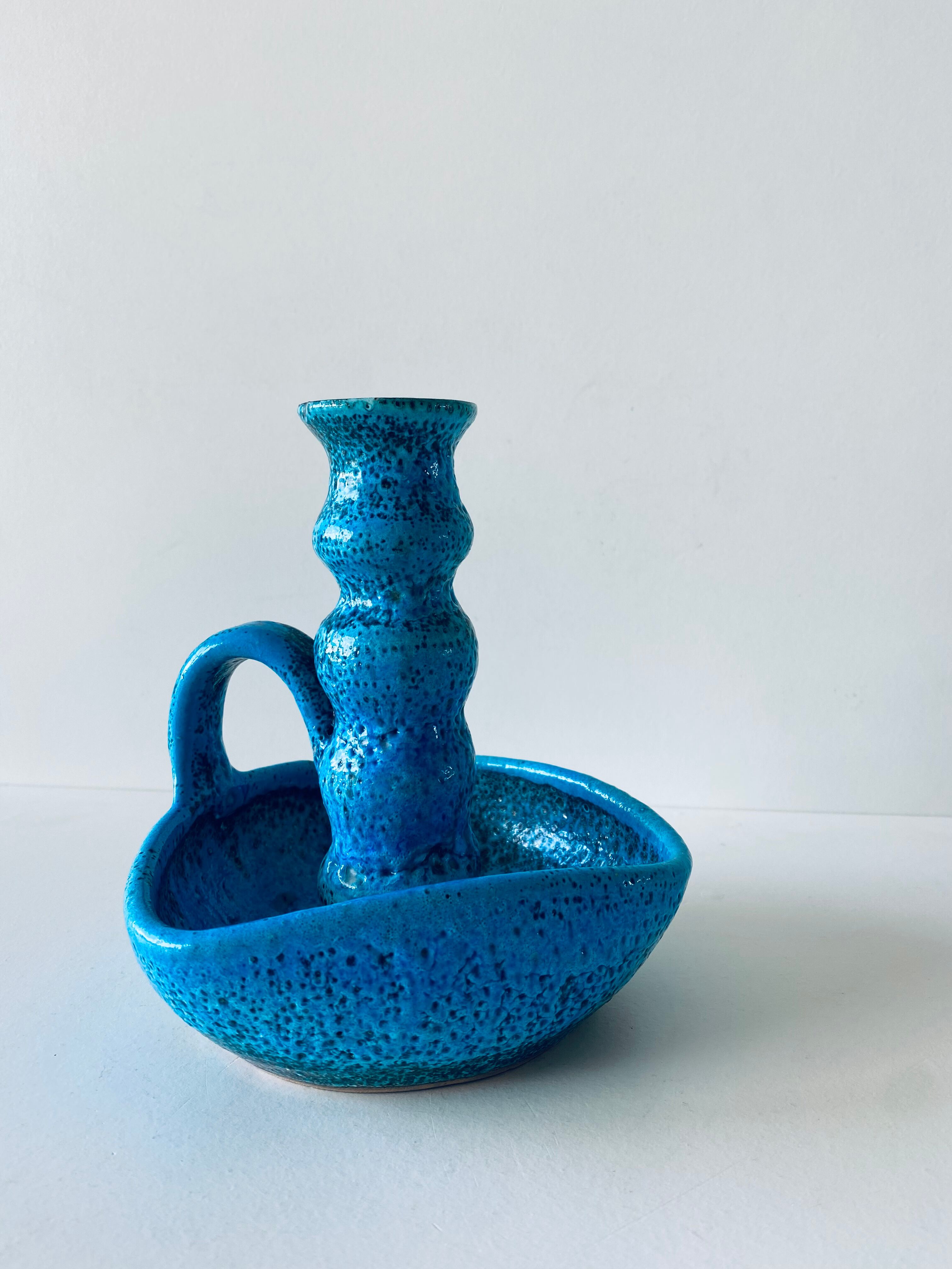 Candle holder fat lava blue