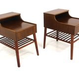 Set of 2 Scandinavian mahogany bedside tables, Sweden, 1960