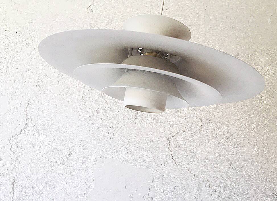 Danish beige metal pendant light, 1960