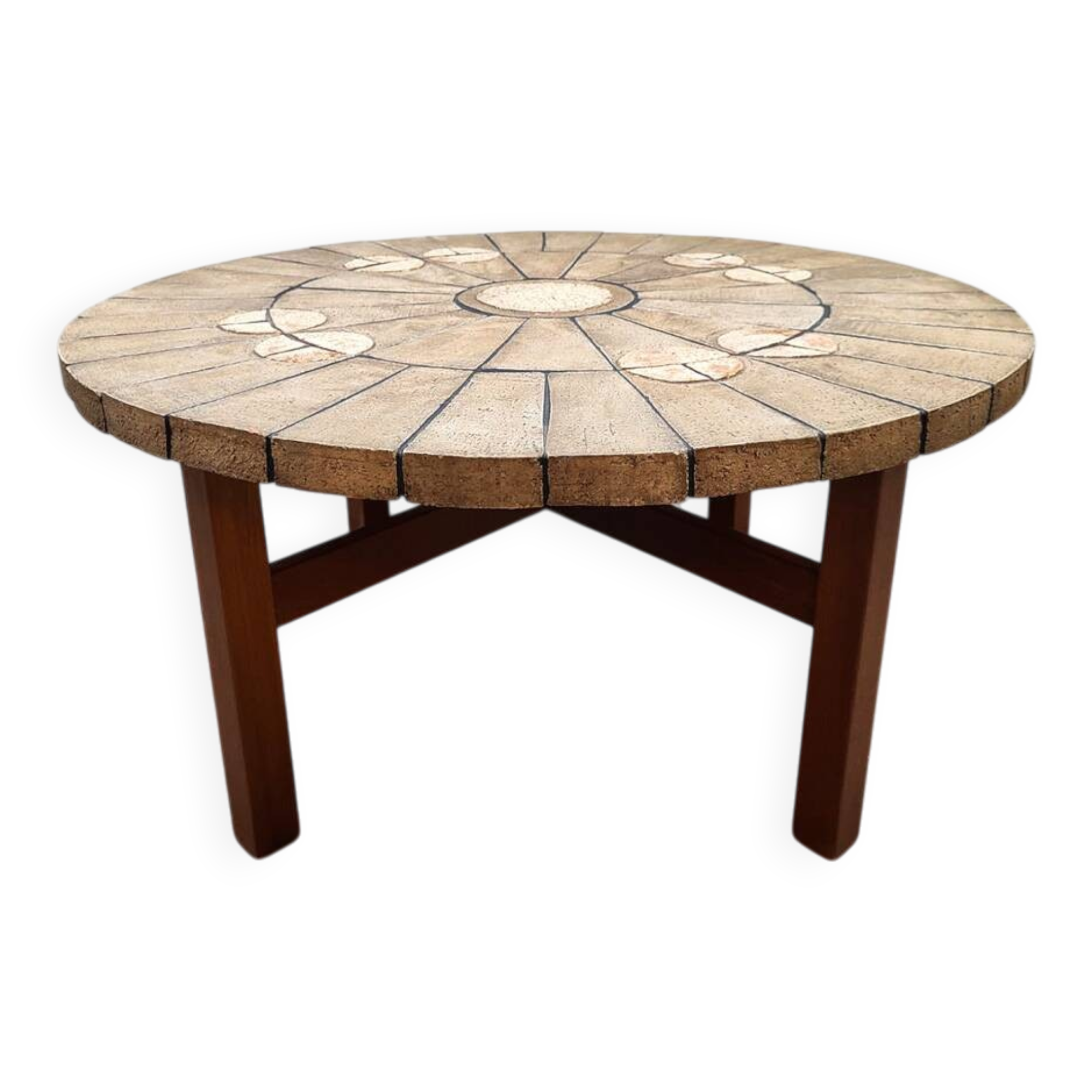 Danish vintage round stone coffee table 'Natures spirit'