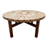 Danish vintage round stone coffee table 'Natures spirit'