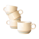 4 tasses à café - liseré bleu pale et marron - Japon
