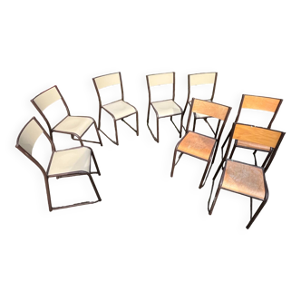 Wooden and metal school chair