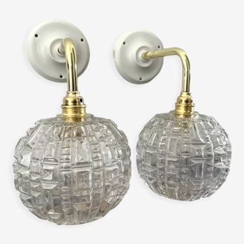 Paire d’appliques murales vintage globes