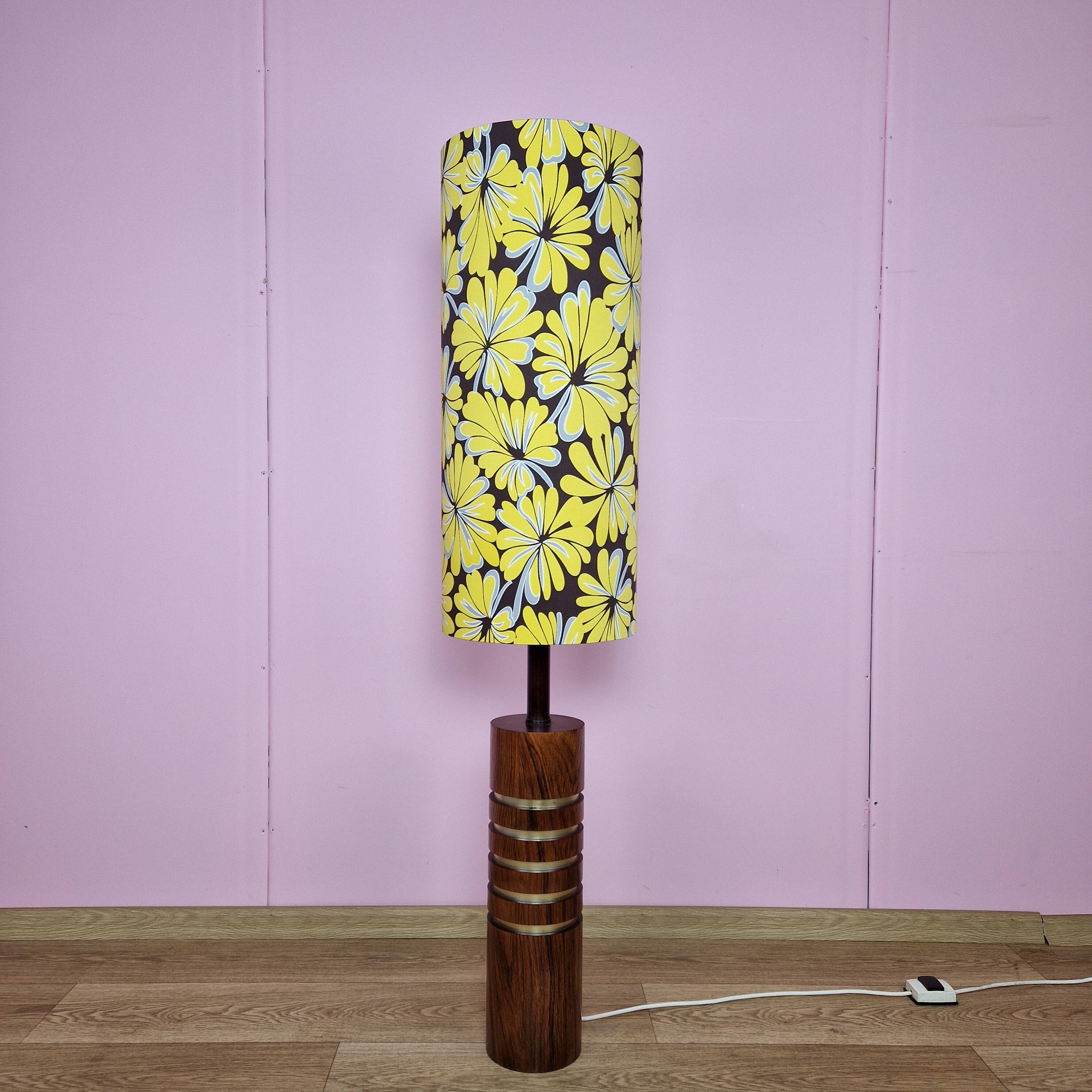 Rosewood and brass danish floor lamp, 1960s