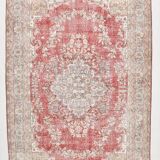 7x10 Faded Red Area Vintage Persian Rug, 199x311 Cm