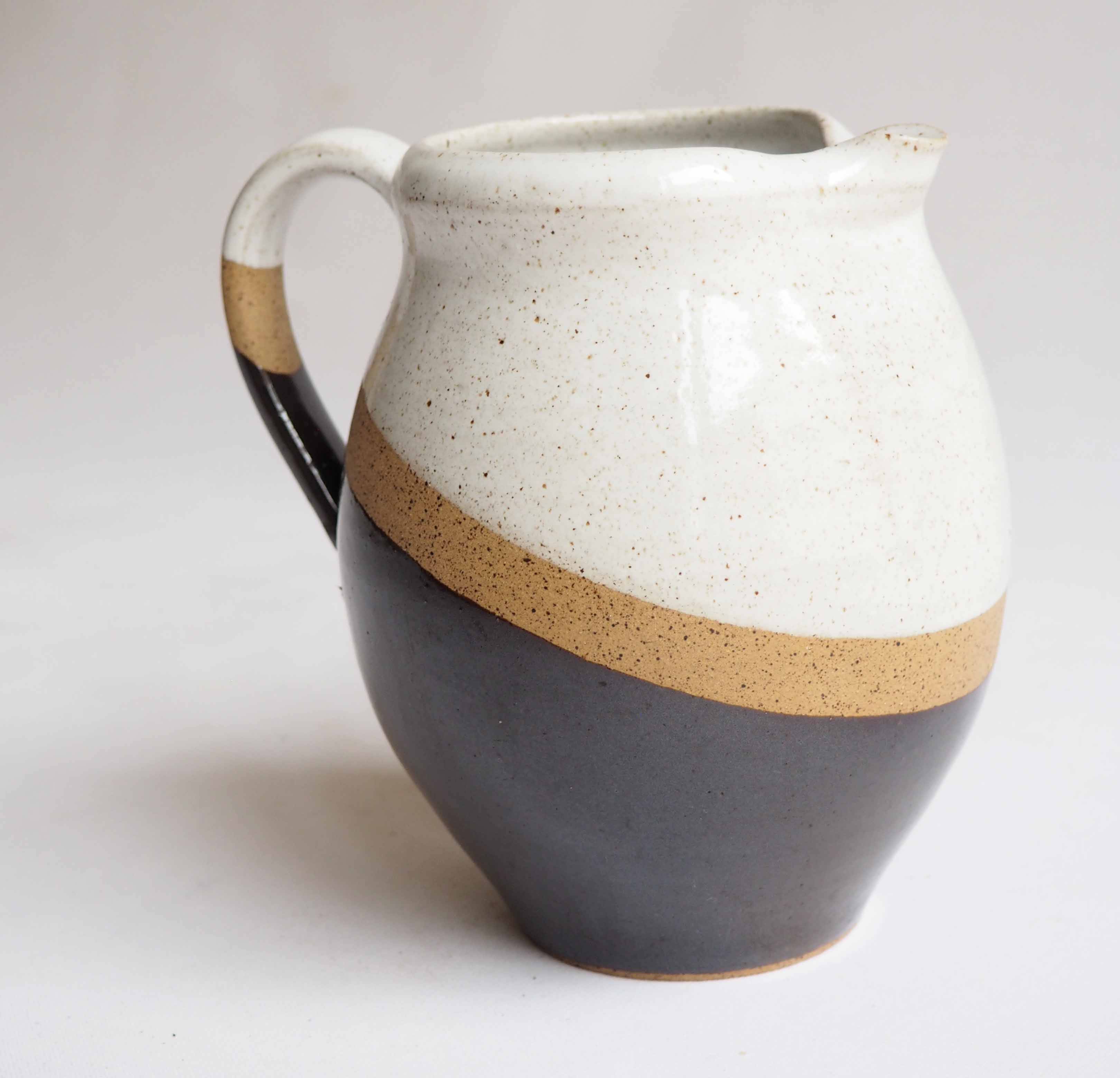 Tricolor stoneware pitcher