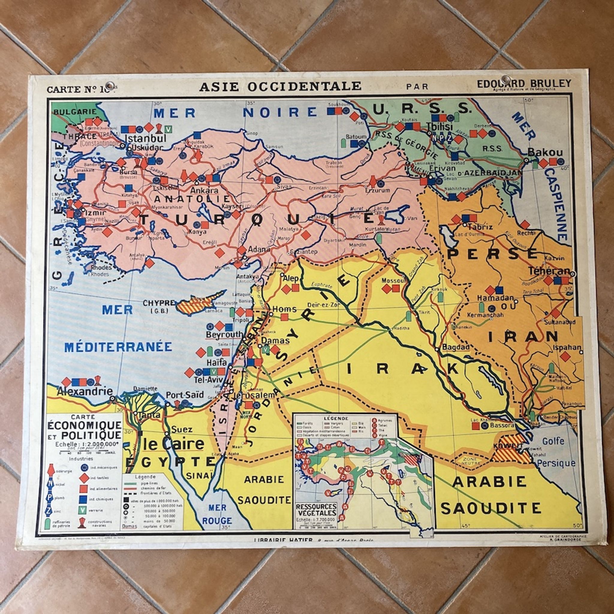 School map 2 face old No.16/16bis West Asia Edouard Bruley - Hatier Bookstore