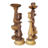 Set de 4 bougeoirs en bois tourné